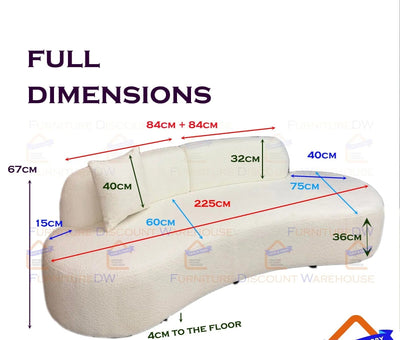 The Wave Beige Boucle Premium Sofa Beige Boucle Fabric