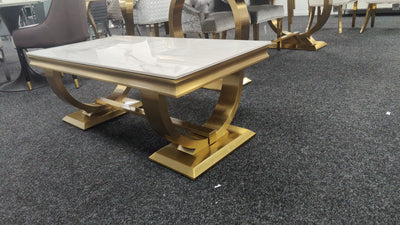 Arianna Gold 120cm Ceramic Marble Coffee Table - 6 Colors