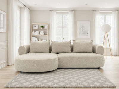 The Pebble Beige Boucle Fabric Left Hand Premium Corner Sofa