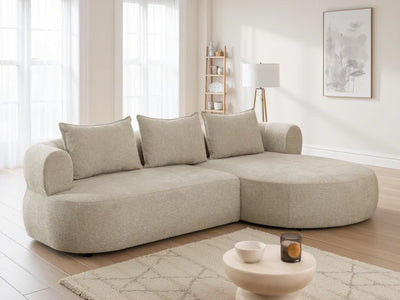 The Pebble Beige Boucle Fabric Right Hand Premium Corner Sofa