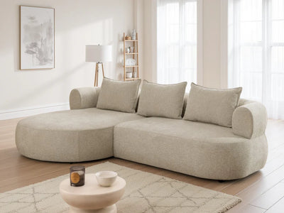The Pebble Beige Boucle Fabric Left Hand Premium Corner Sofa