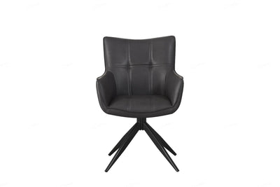 Franca PU Leather Swivel Dining Chairs With Black Metal Base - Pairs - 2 Colours