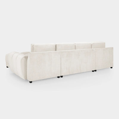 Zara Bubble Corner U Shape Cinema Cream Plush Velvet Sofa