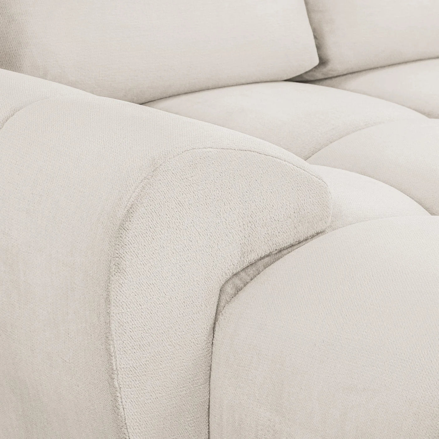Zara Bubble Corner U Shape Cinema Cream Plush Velvet Sofa
