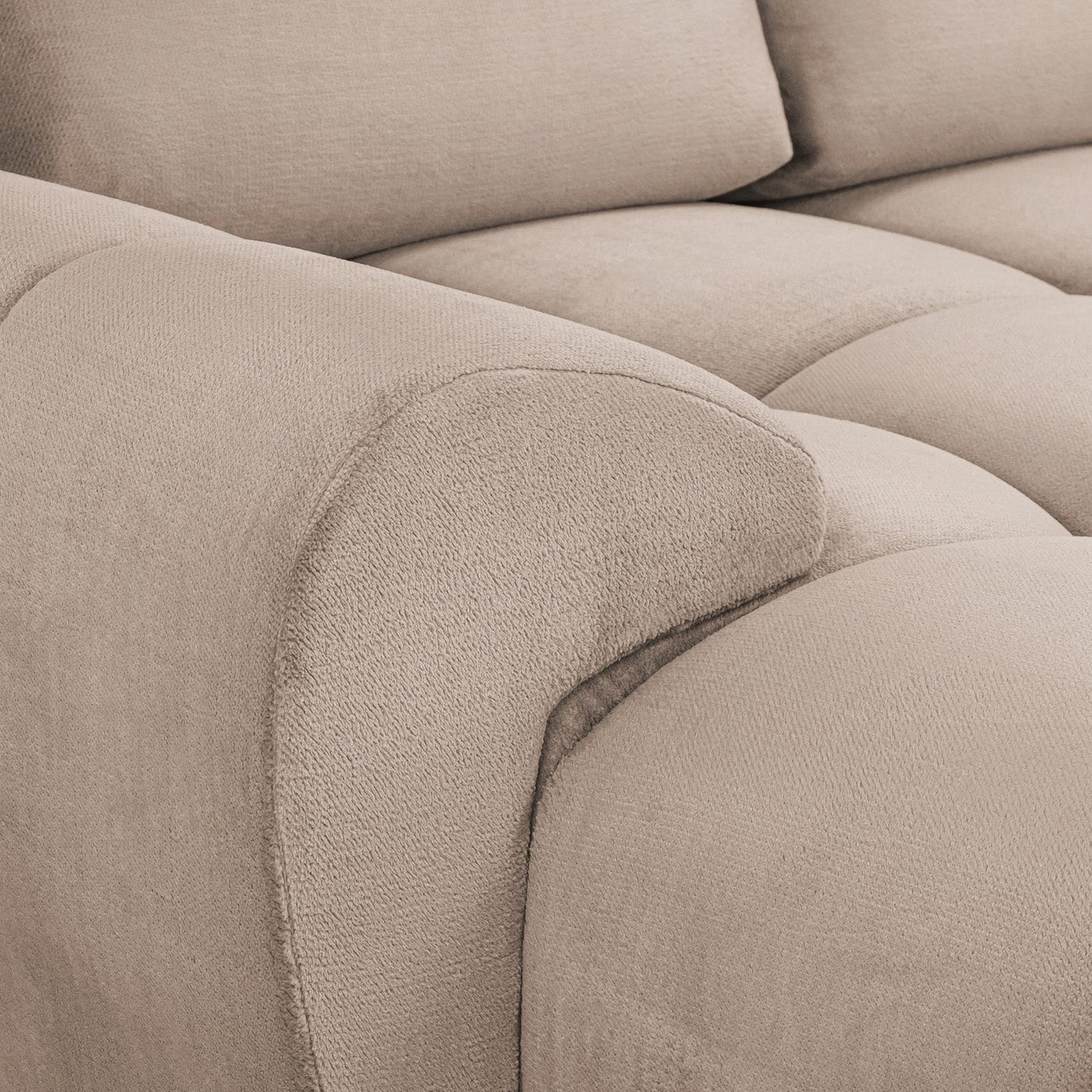 Zara Corner U Shape Cinema Mocha Plush Velvet Sofa