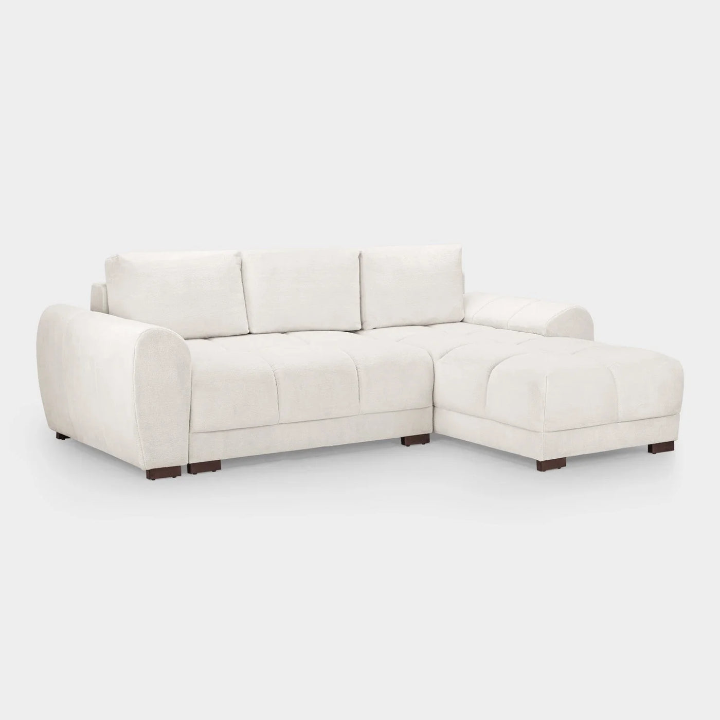 Zara Cream Plush Velvet Universal Corner Sofabed with Storage