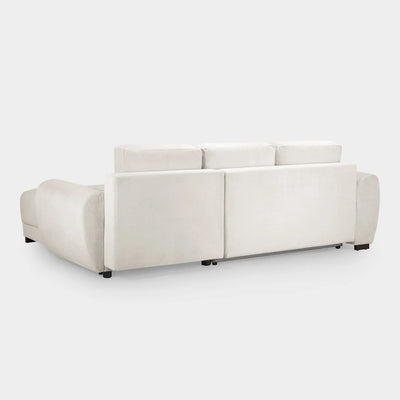 Zara Cream Plush Velvet Universal Corner Sofabed with Storage