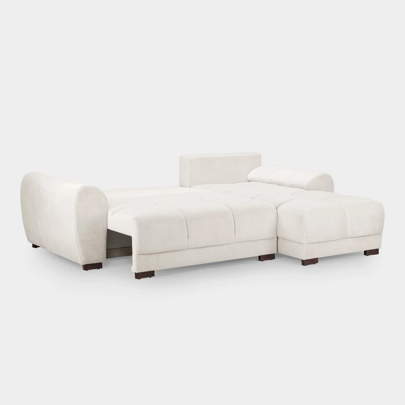 Zara Cream Plush Velvet Universal Corner Sofabed with Storage