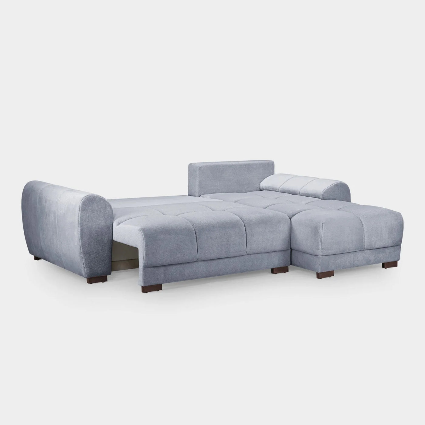 Zara Grey Plush Velvet Universal Corner Sofabed with Storage