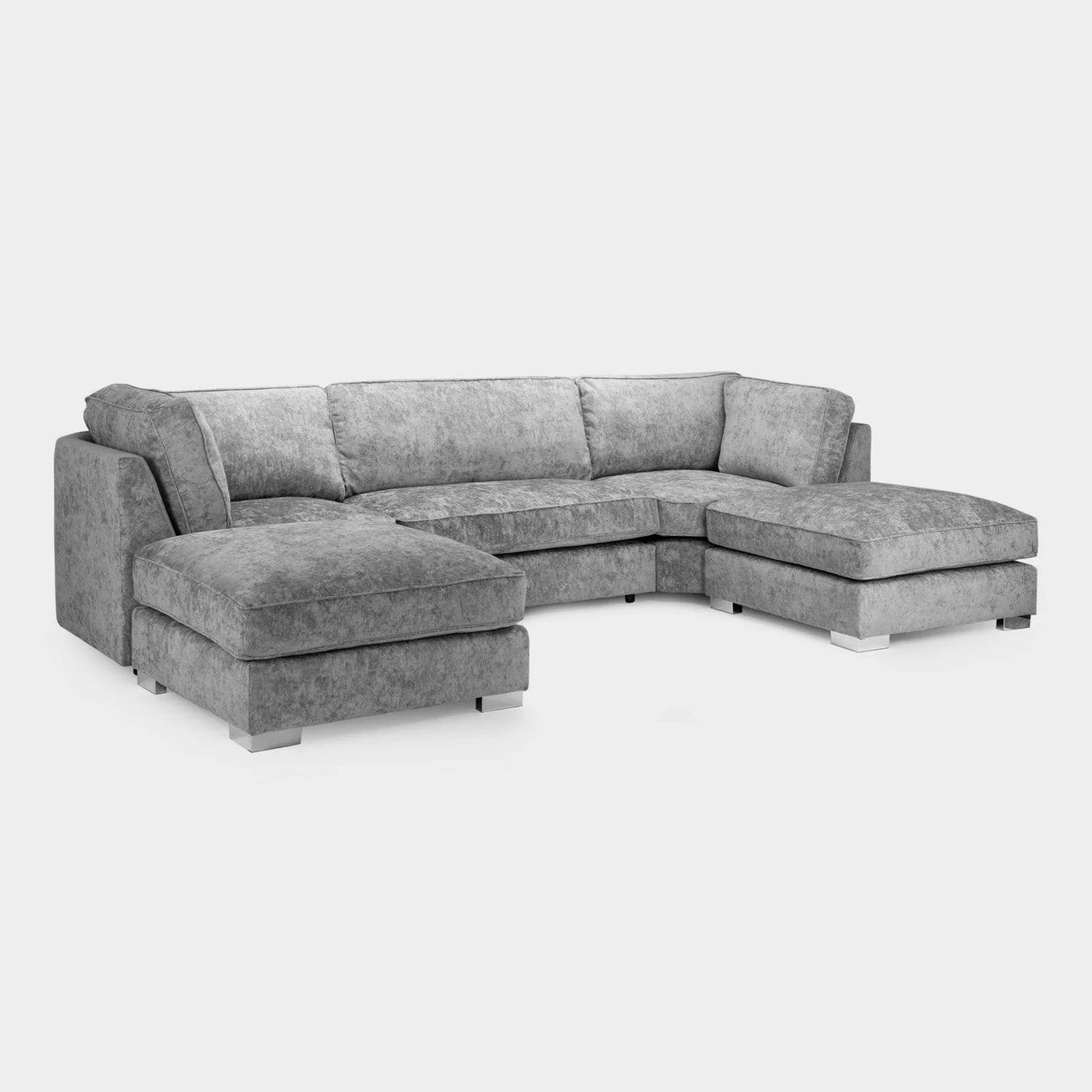 Bishop Fullback Sofa Platinum Fabric U Shape Corner Sofa