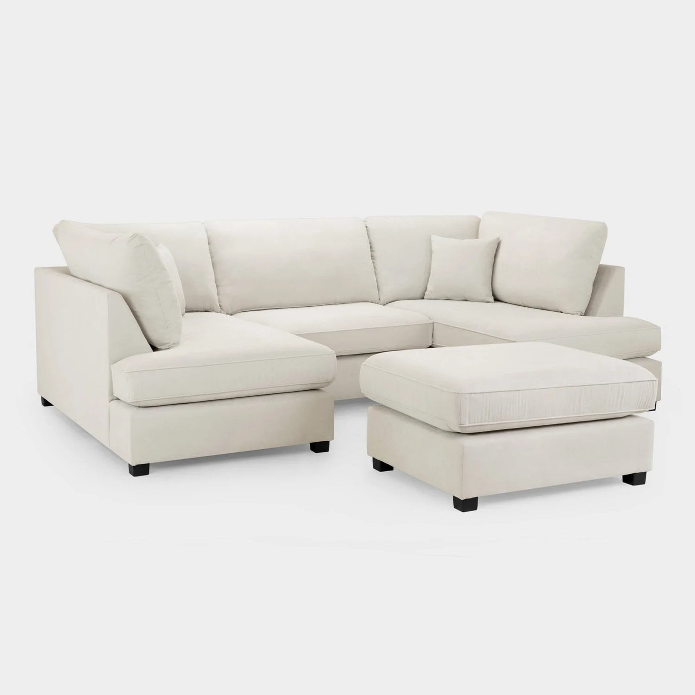 Carnaby Sofa Beige Fabric U Shape Corner Sofa