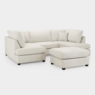 Carnaby Sofa Beige Fabric U Shape Corner Sofa