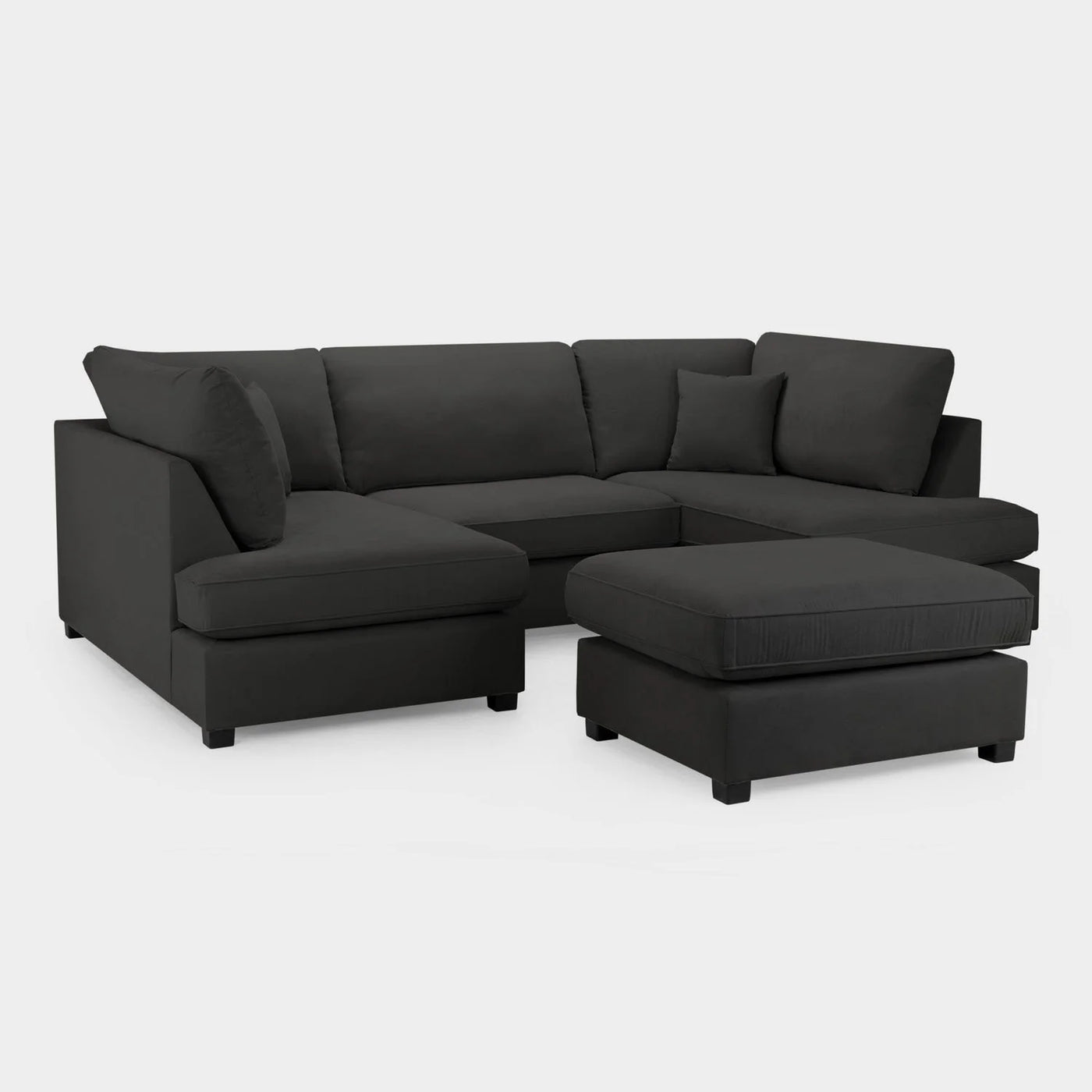 Carnaby Sofa Black Velvet U Shape Corner Sofa