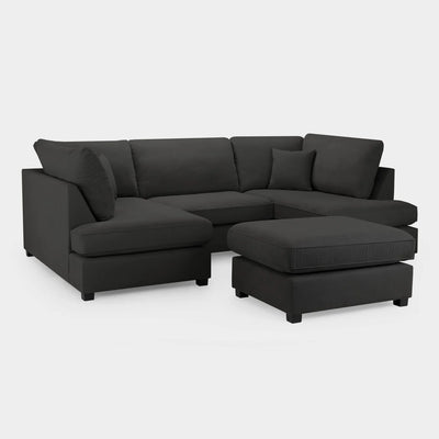Carnaby Sofa Black Velvet U Shape Corner Sofa