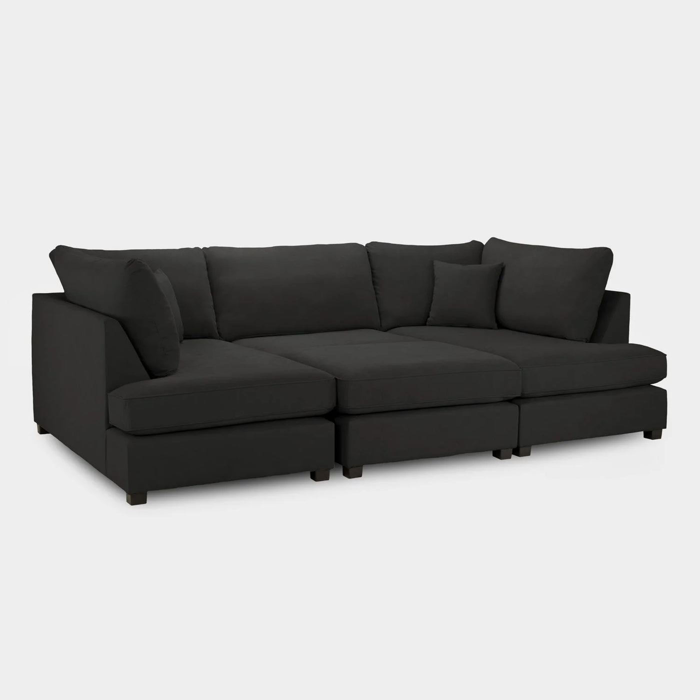 Carnaby Sofa Black Velvet U Shape Corner Sofa