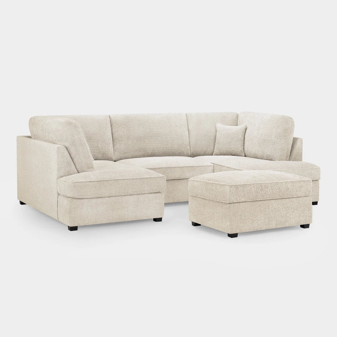 Carnaby Sofa Boucle Beige Fabric U Shape Corner Sofa