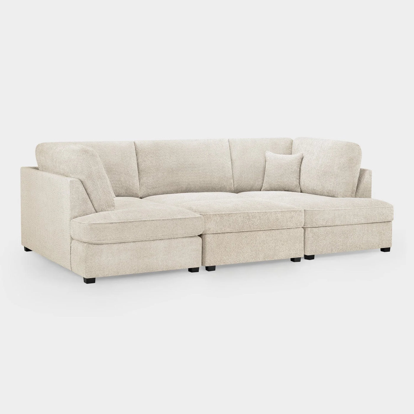 Carnaby Sofa Boucle Beige Fabric U Shape Corner Sofa