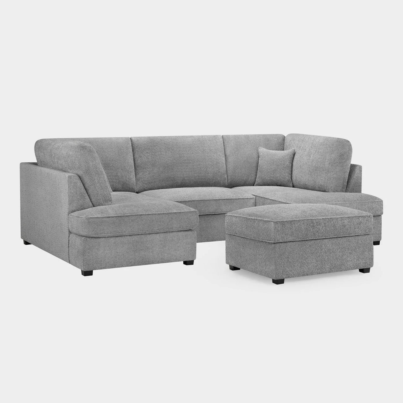 Carnaby Sofa Boucle Grey Velvet U Shape Corner Sofa