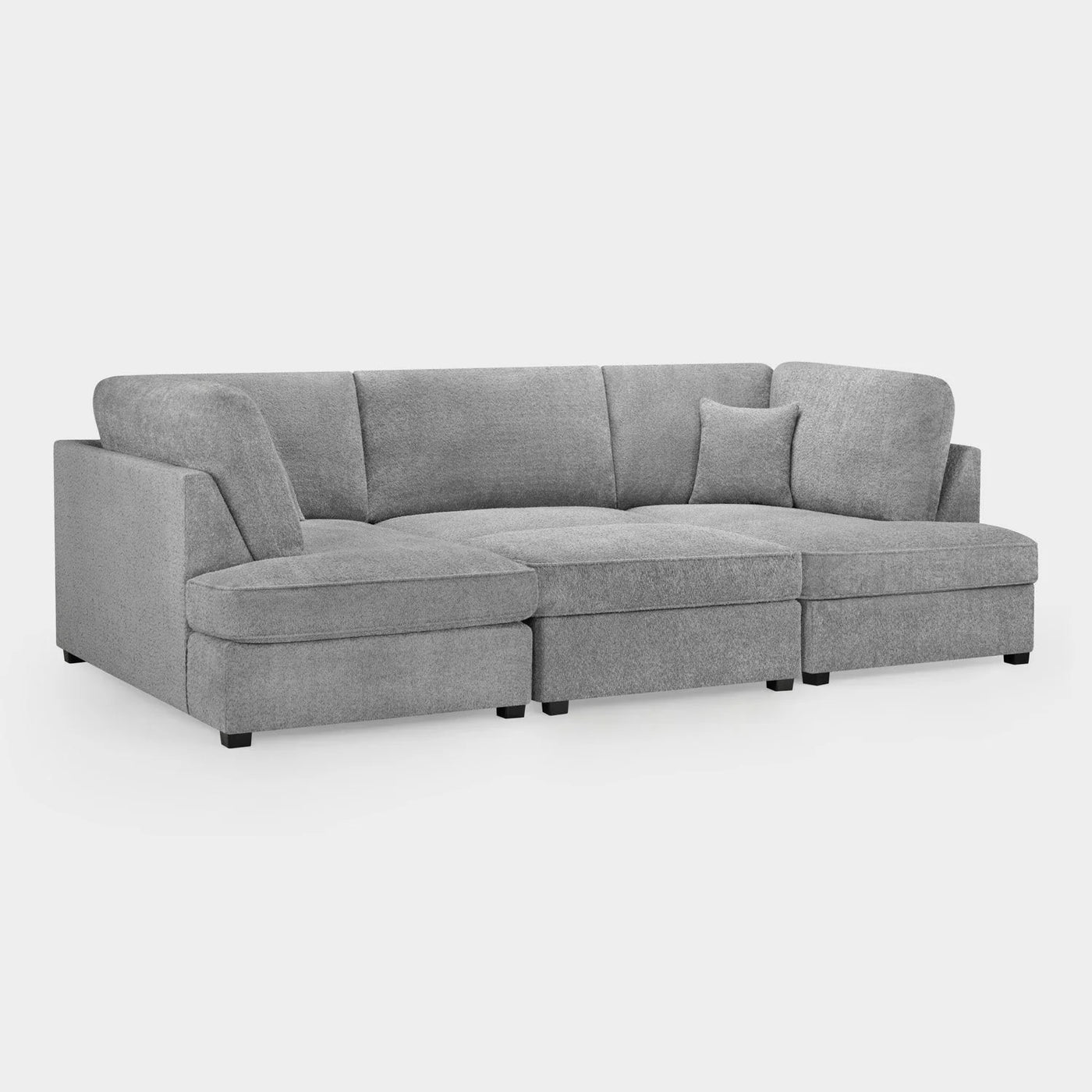 Carnaby Sofa Boucle Grey Velvet U Shape Corner Sofa