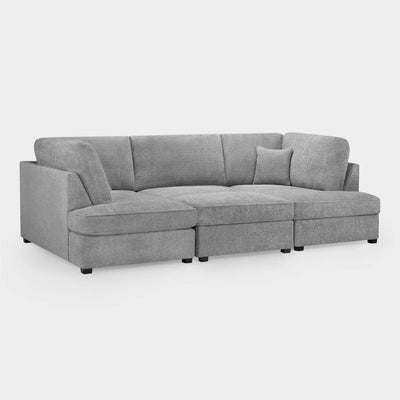 Carnaby Sofa Boucle Grey Velvet U Shape Corner Sofa