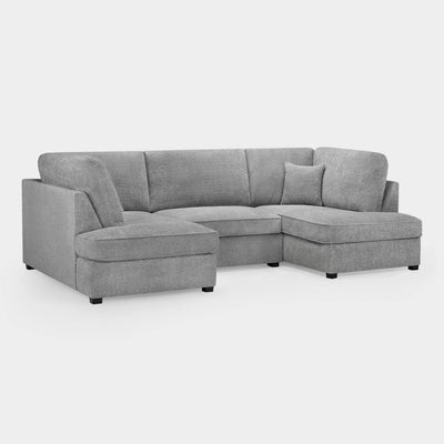 Carnaby Sofa Boucle Grey Velvet U Shape Corner Sofa