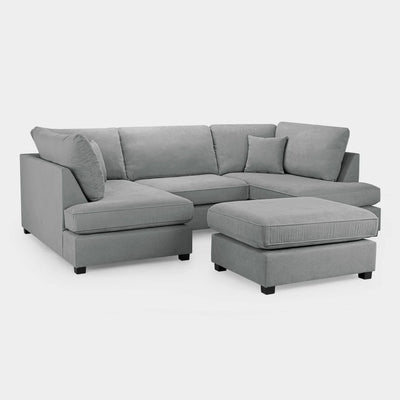 Carnaby Sofa Grey Fabric U Shape Corner Sofa