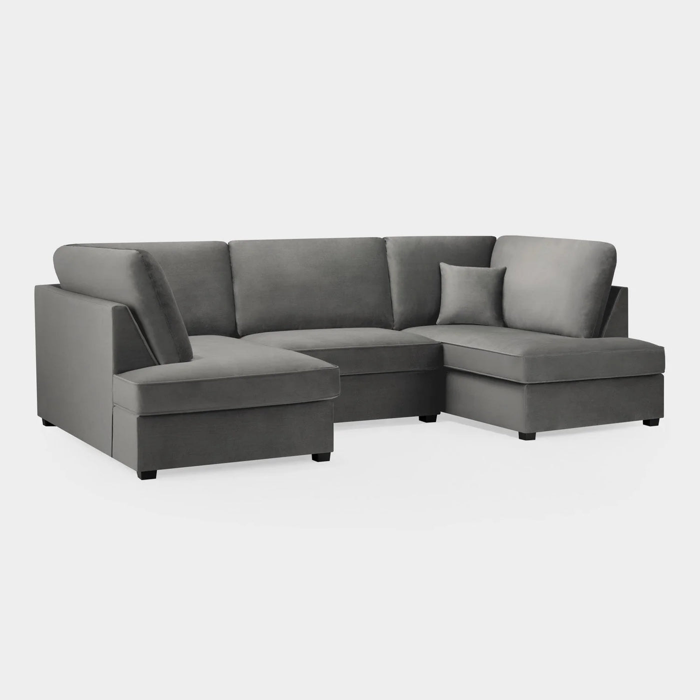Carnaby Sofa Plush Grey Velvet U Shape Corner Sofa