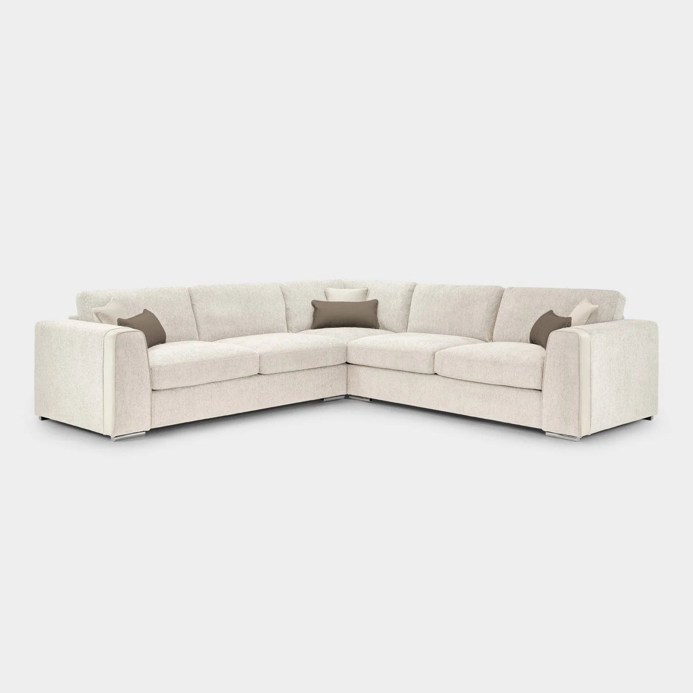 Naples Sofa Beige Fabric Large Corner Sofa