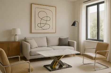 Lucy X Leg Gold Marble 120cm Coffee Table In 2 Colours