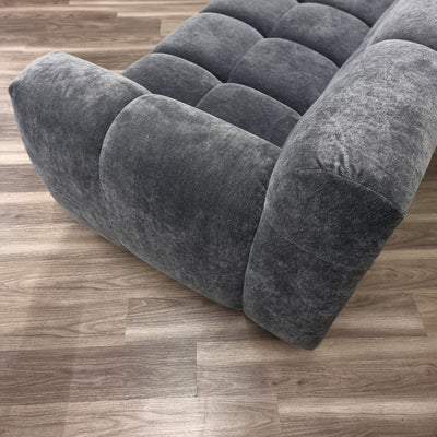 The Harlem Steel Boucle Velvet Footstool Premium Sofa Boucle Fabric