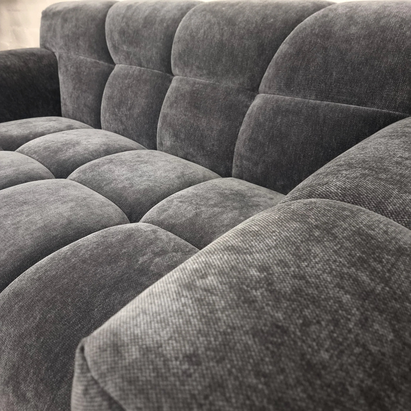 The Harlem Steel Boucle Velvet Footstool Premium Sofa Boucle Fabric