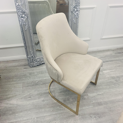 Carlton Cream/Gold Plush Velvet Dining Chair