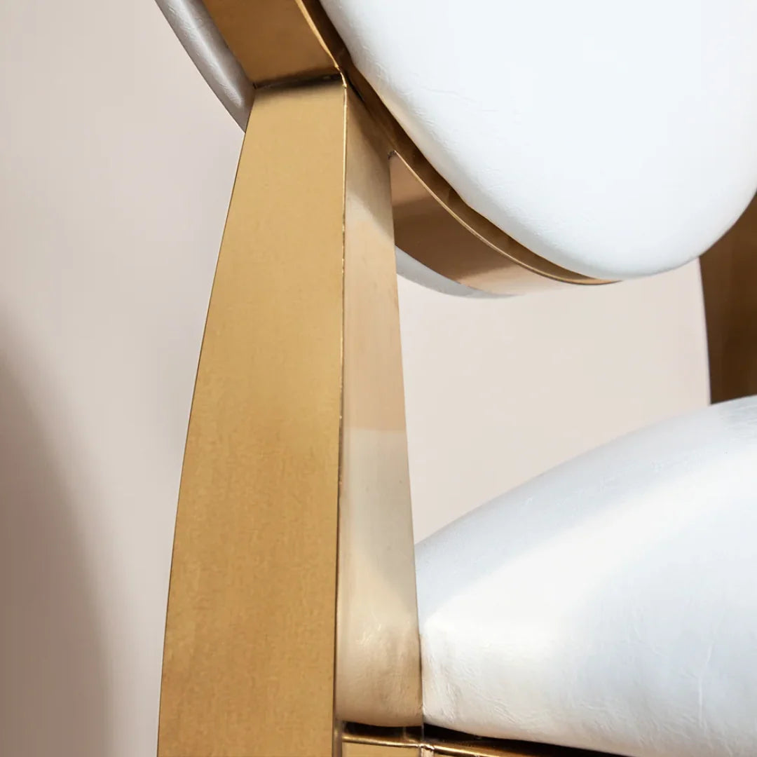 Simone White PU Leather Gold Dining Chair Gold Legs