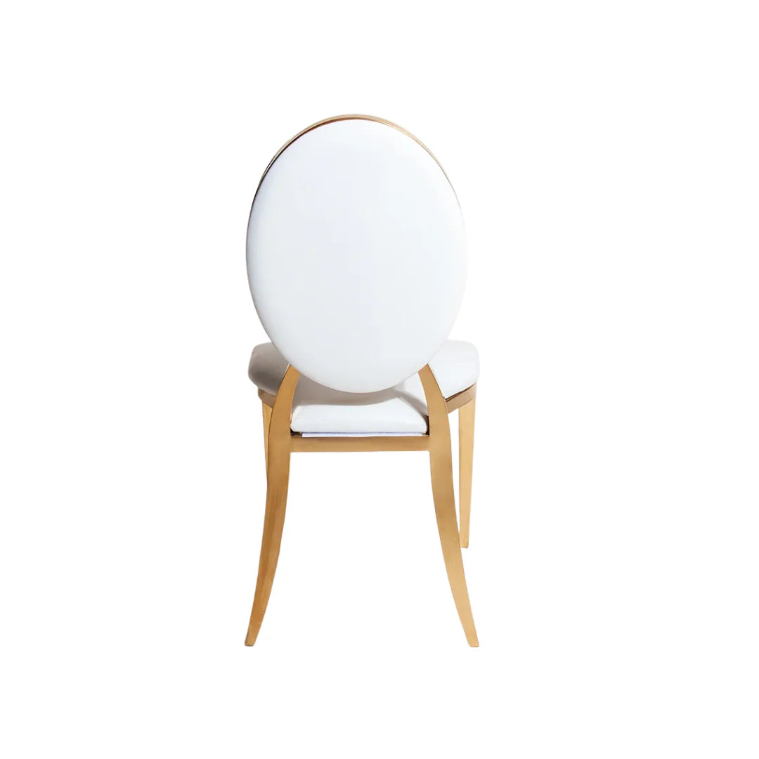 Simone White PU Leather Gold Dining Chair Gold Legs