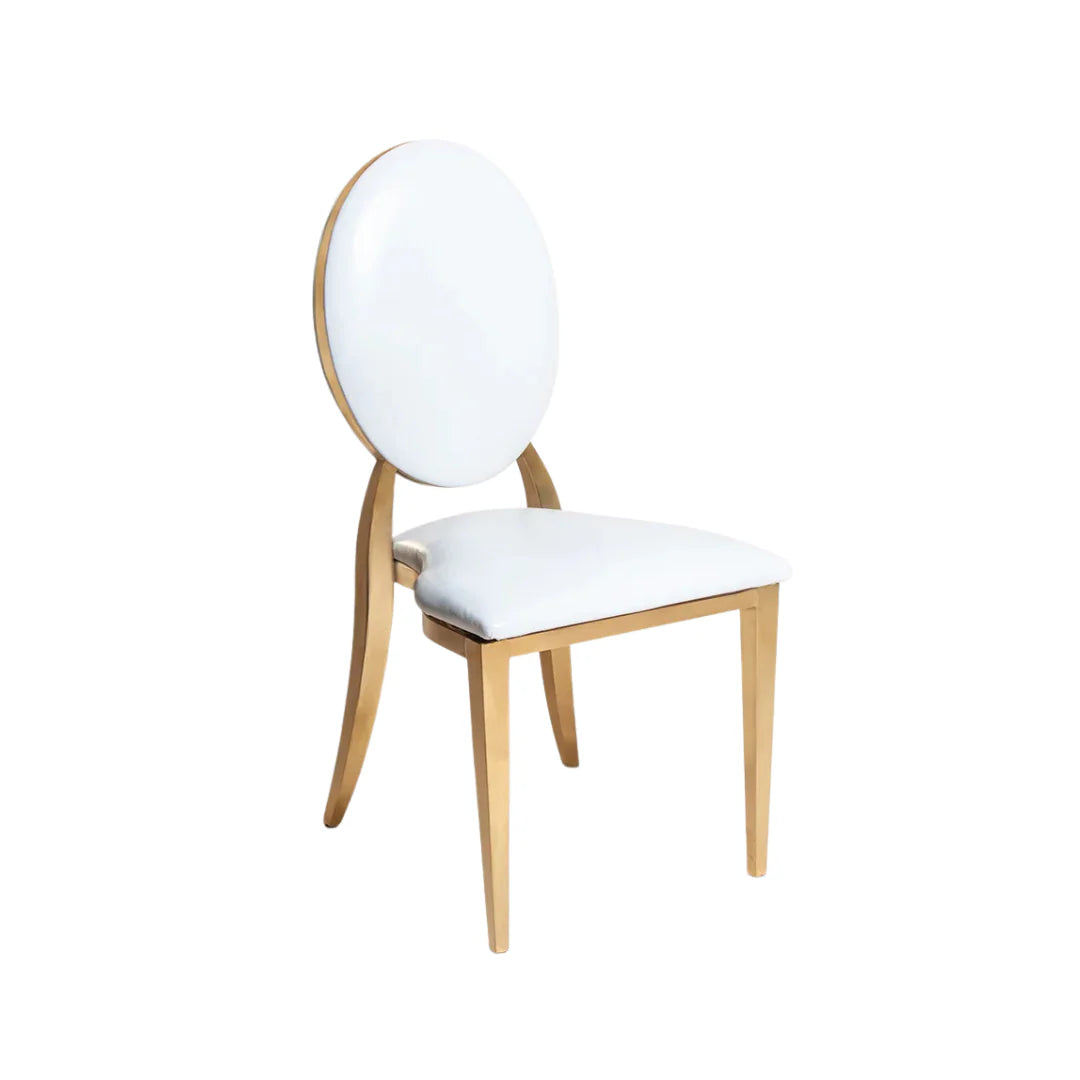 Simone White PU Leather Gold Dining Chair Gold Legs