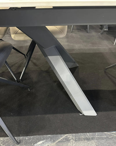 Caso 180-280cm White Kass Gold Ceramic Marble Side Extending Dining Table