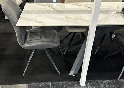 Caso 180-280cm White Kass Gold Ceramic Marble Side Extending Dining Table