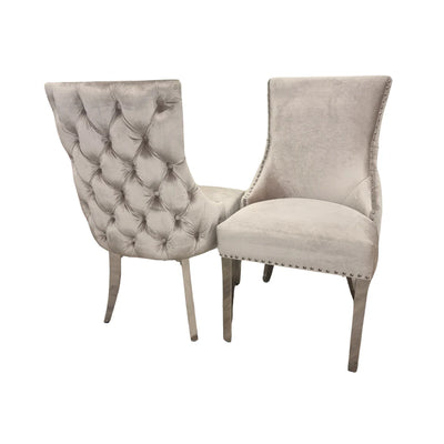 Louis Marble Dining Table With Kensington Button Back Velvet Dining Chairs