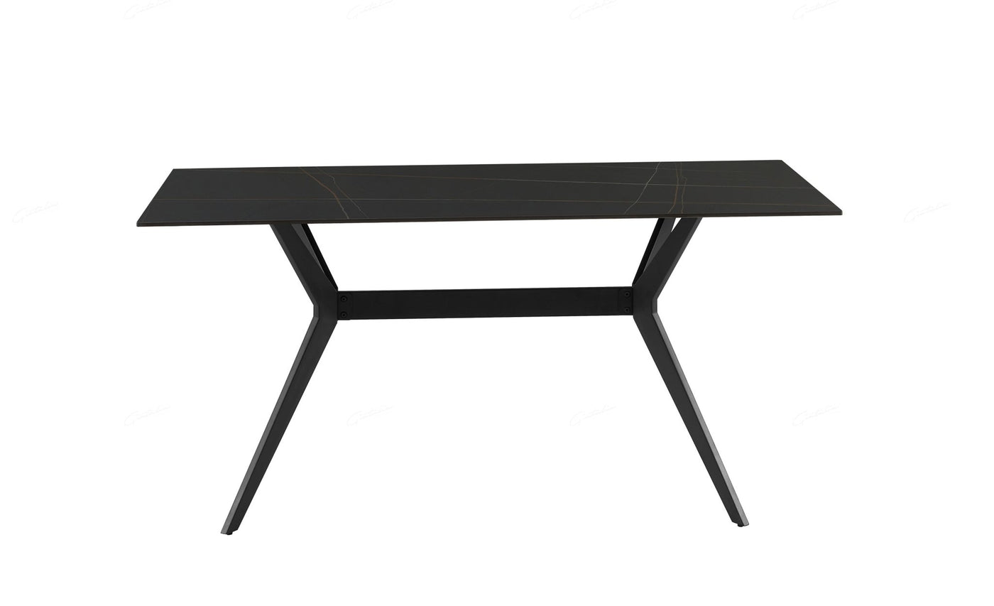 Livia 160cm Black Ceramic Sintered Marble Dining Table - Esme Furnishings