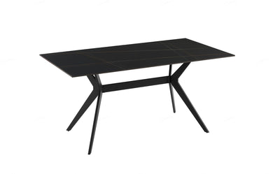 Livia 160cm Black Ceramic Sintered Marble Dining Table - Esme Furnishings