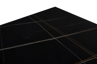 Livia 160cm Black Ceramic Sintered Marble Dining Table - Esme Furnishings