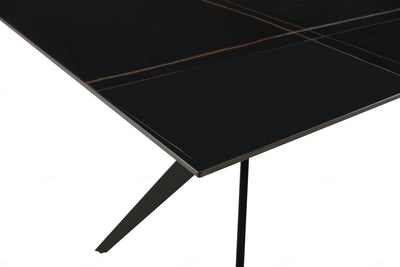 Livia 160cm Black Ceramic Sintered Marble Dining Table - Esme Furnishings