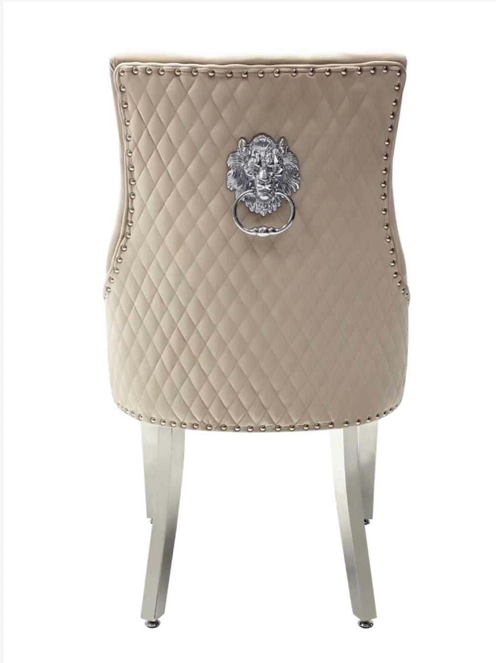 Louis Marble & Chrome Dining Table With Lion Knocker Velvet Chairs & High Back 130cm Bench - Esme Furnishings
