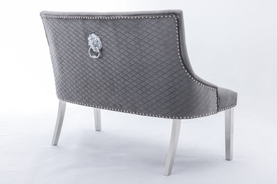 Louis Marble & Chrome Dining Table With Lion Knocker Velvet Chairs & High Back 130cm Bench - Esme Furnishings