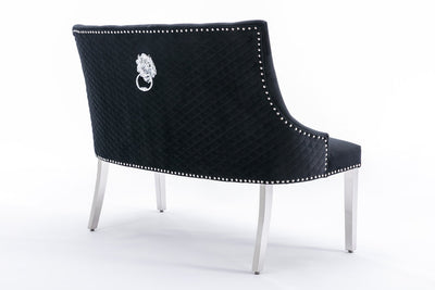 Louis Marble & Chrome Dining Table With Lion Knocker Velvet Chairs & High Back 130cm Bench - Esme Furnishings