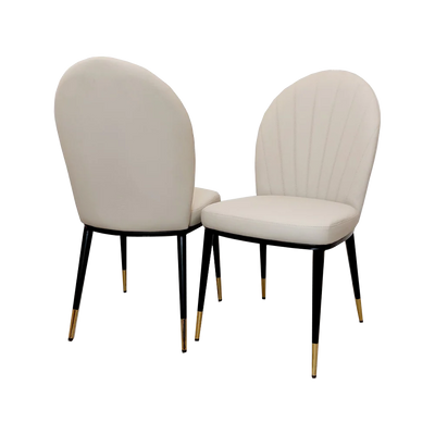 Nero 130cm Round Gold Dining Table with Pandora Gold Ceramic Marble Top + Etta Beige PU Leather Dining Chairs