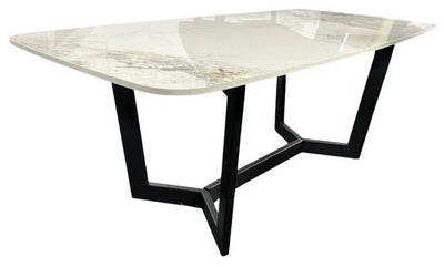 Lucien 180cm White Grey Dining Table With Black Legs - Esme Furnishings