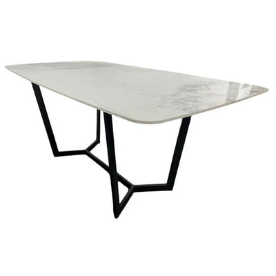 Lucien 180cm White Grey Dining Table With Black Legs - Esme Furnishings