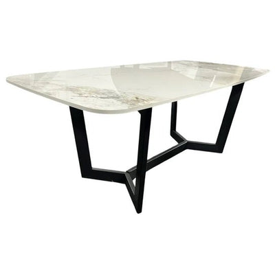 Lucien 180cm White Grey Dining Table With Black Legs - Esme Furnishings