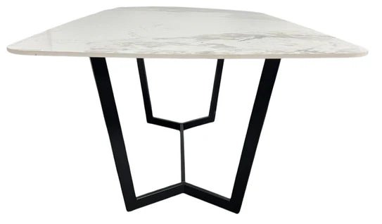 Lucien 180cm White Grey Dining Table With Black Legs - Esme Furnishings